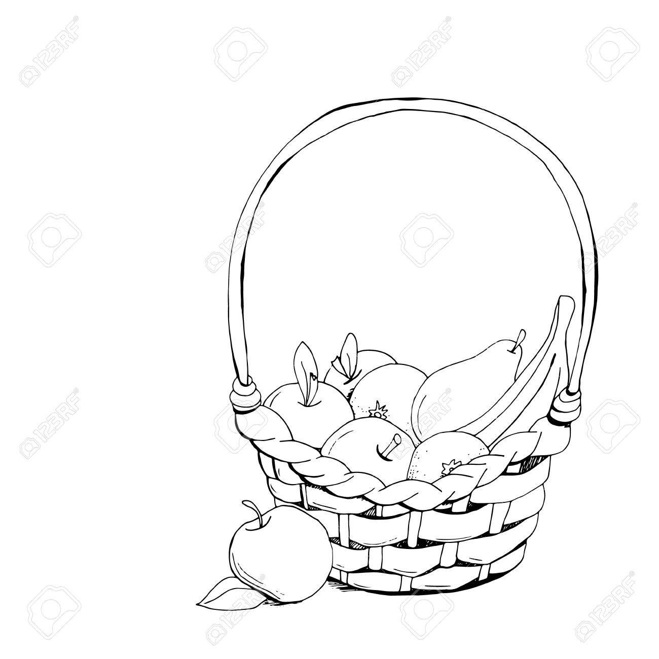 1300x1300 Simple Apple Drawing 5 Within Apple Sketch Clipart - Sketch Of Apple Fruit