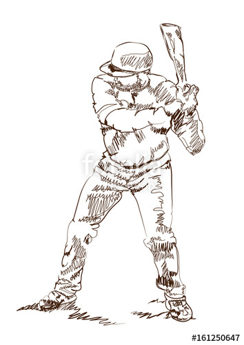 354x500 Sketch Of Baseball Player Playing Game In Vector Illustration - Sketch Of Baseball