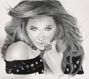 375x330 Beyonce Drawing By Junaid Murtuza Saatchi Art - Sketch Of Beyonce