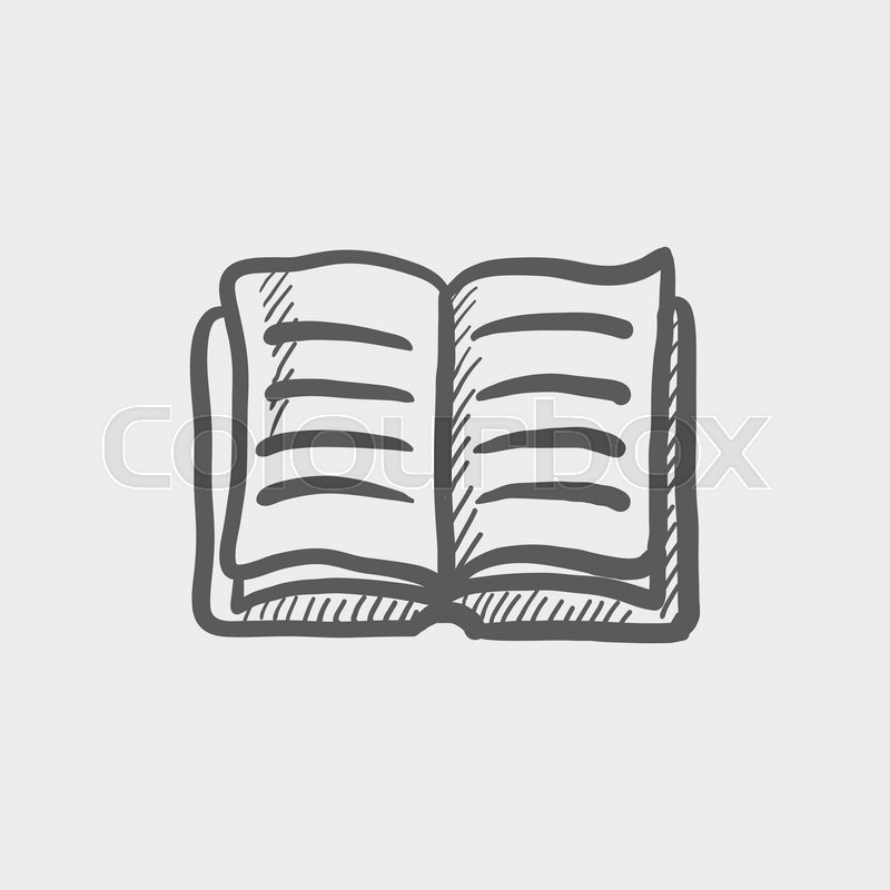 800x800 Open Book Sketch Icon For Web And Mobile. Hand Drawn Vector Dark - Sketch Of Book