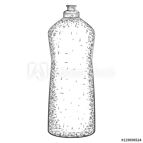 500x500 Hand Drawn Bottle Or Tube. Container For Product For Housekeeping - Sketch Of Bottle