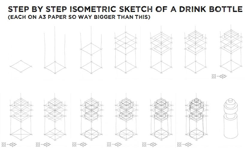 831x525 Isometric Drink Bottle Year 10 Design Drawer - Sketch Of Bottle