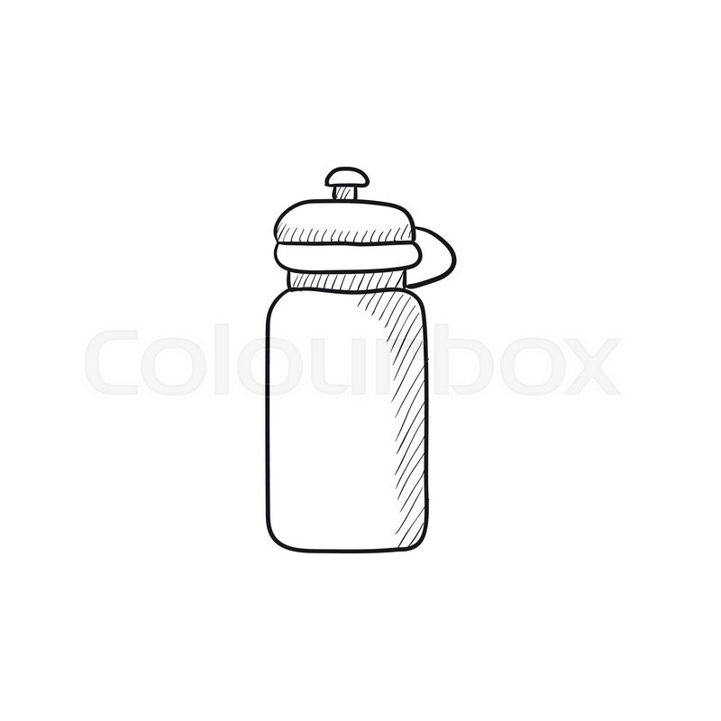 800x800 Sport Water Bottle Vector Sketch Icon Isolated On Background. Hand - Sketch Of Bottle