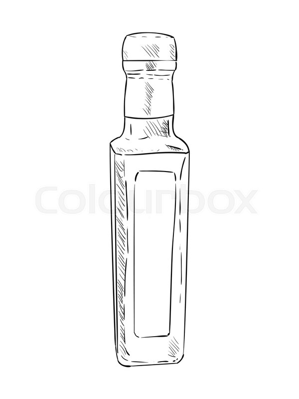 600x800 Vector Sketch Of Sauce Or Juice Bottle. Hand Draw Illustration - Sketch Of Bottle