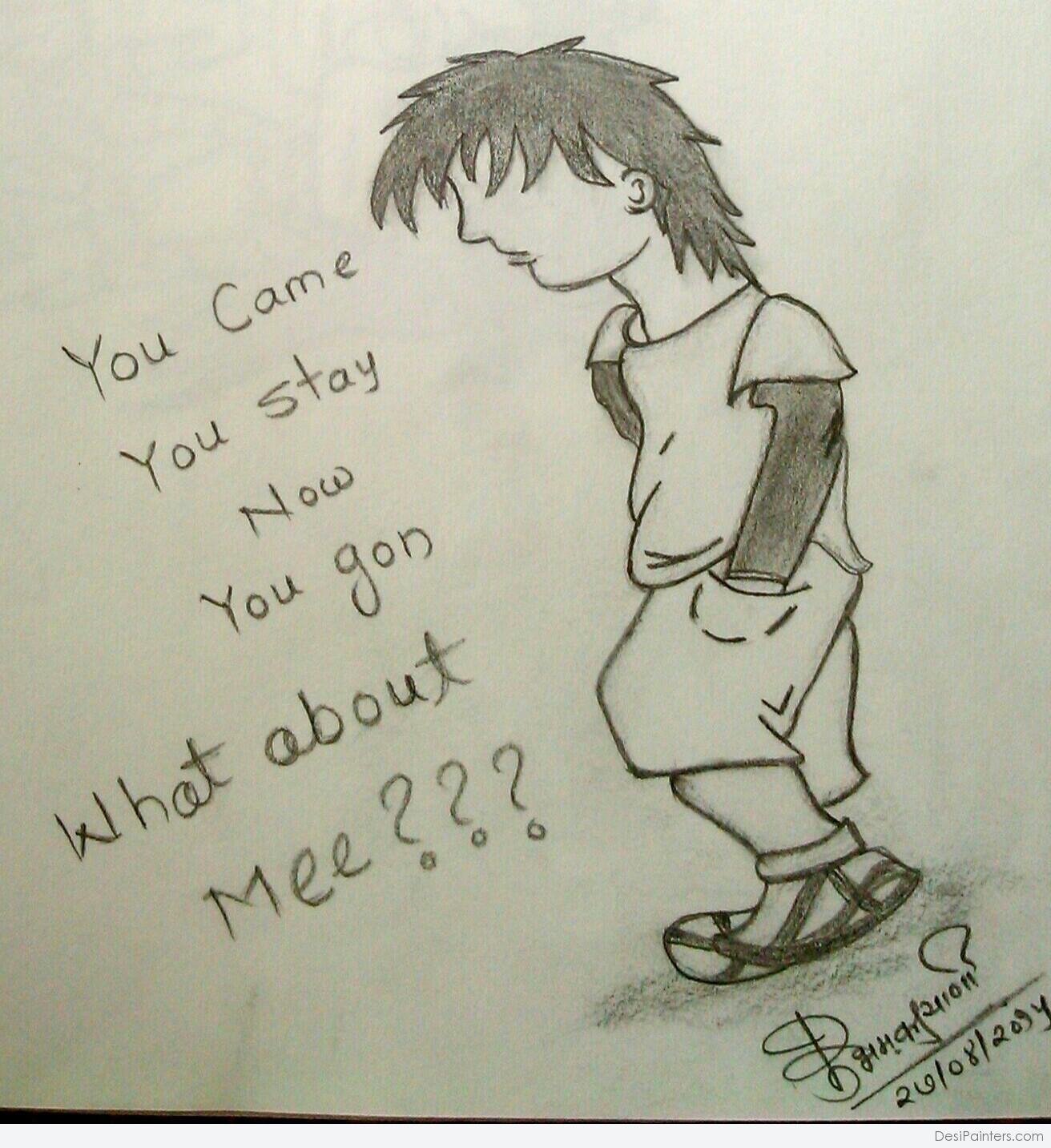 1312x1433 Pencil Sketch Of A Sad Boy - Sketch Of Boy