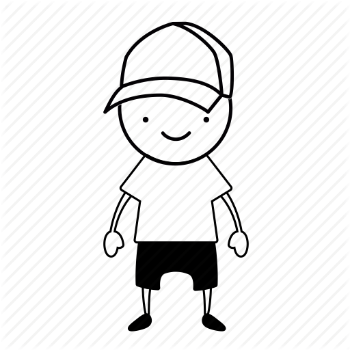 512x512 Body, Boy, Full, Hat, Kid, Sketch, With Icon - Sketch Of Boy