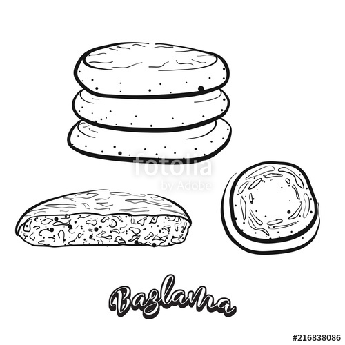 500x500 Hand Drawn Sketch Of Bazlama Bread Stock Image And Royalty Free - Sketch Of Bread