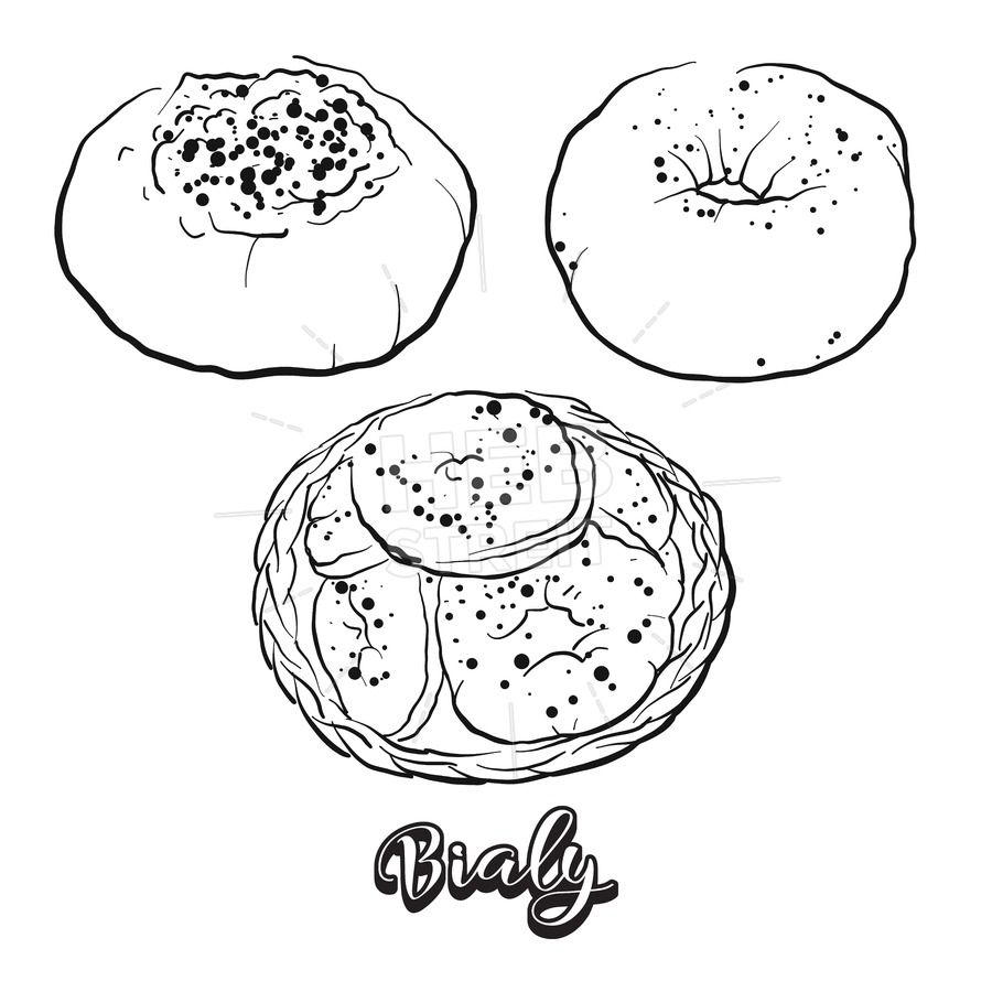 900x900 Hand Drawn Sketch Of Bialy Bread Food Ideas And Downloads - Sketch Of Bread