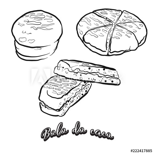 500x500 Hand Drawn Sketch Of Bolo Do Caco Bread - Sketch Of Bread