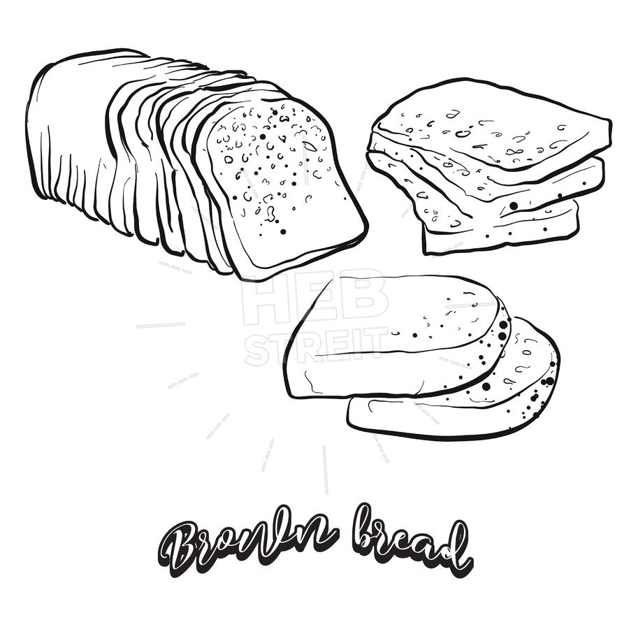 900x900 Hand Drawn Sketch Of Brown Bread Bread Hebstreits - Sketch Of Bread