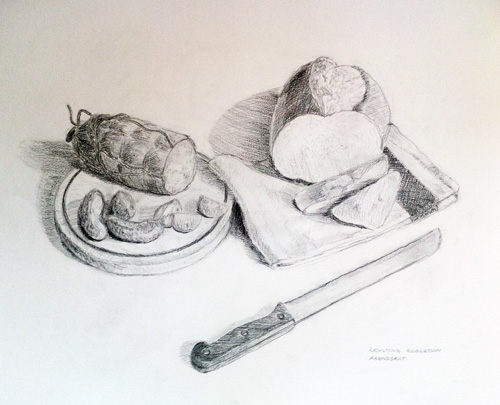 500x405 Collection Of Bread Pencil Drawing High Quality, Free - Sketch Of Bread