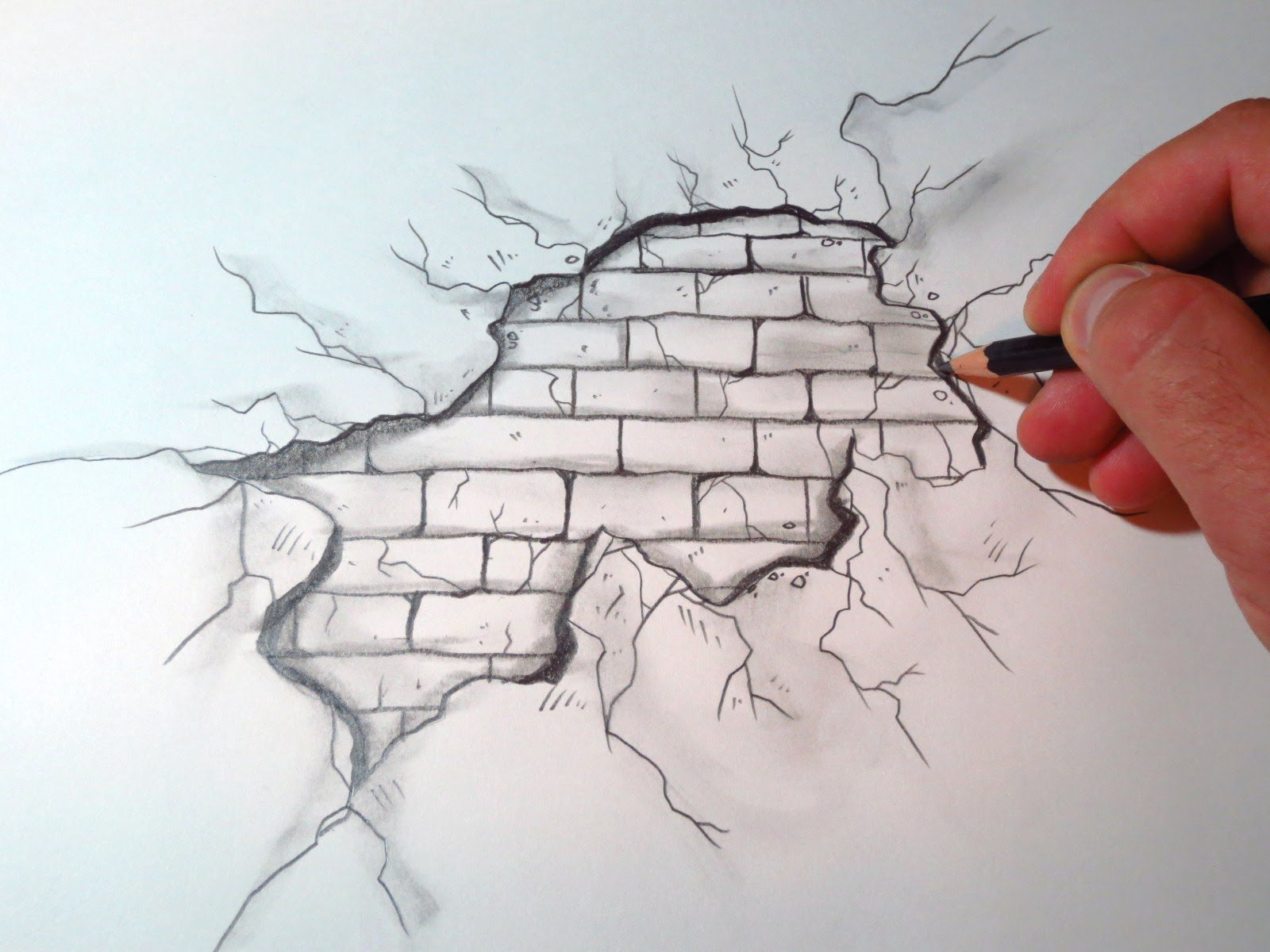 3d Graffiti Drawing 3d Graffiti On Paper 3d Sketch Of Brick Wall - Sketch O...