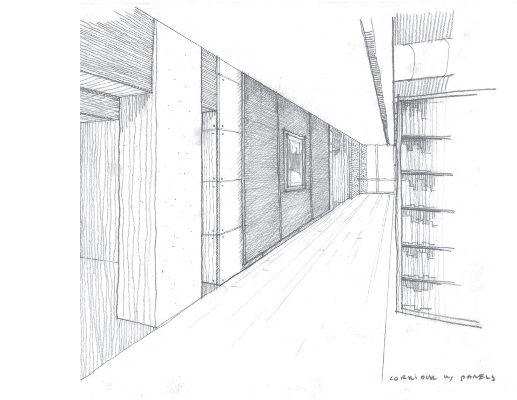 1728x1336 Sketch North South Mechanical Wall Brick Sawyer Library - Sketch Of Brick Wall