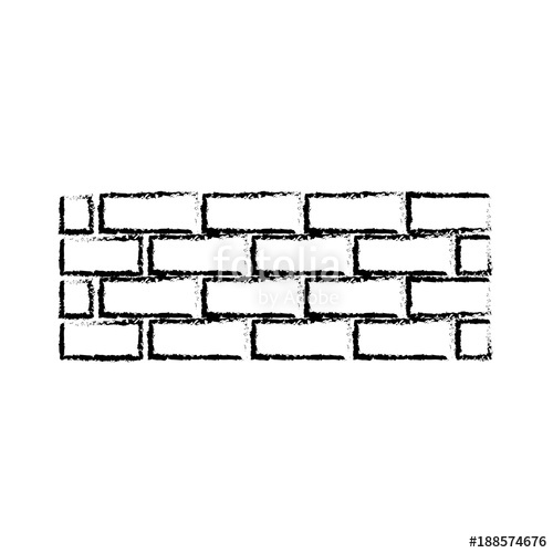 500x500 Brick Wall Construction Concret Image Vector Illustration Sketch - Sketch Of Brick Wall