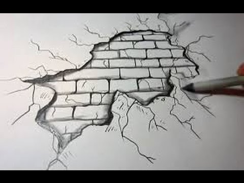 480x360 How To Draw A Brick Wall Background On Paper - Sketch Of Brick Wall