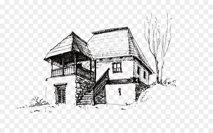 900x560 House Drawing Sketch - Sketch Of Building A House