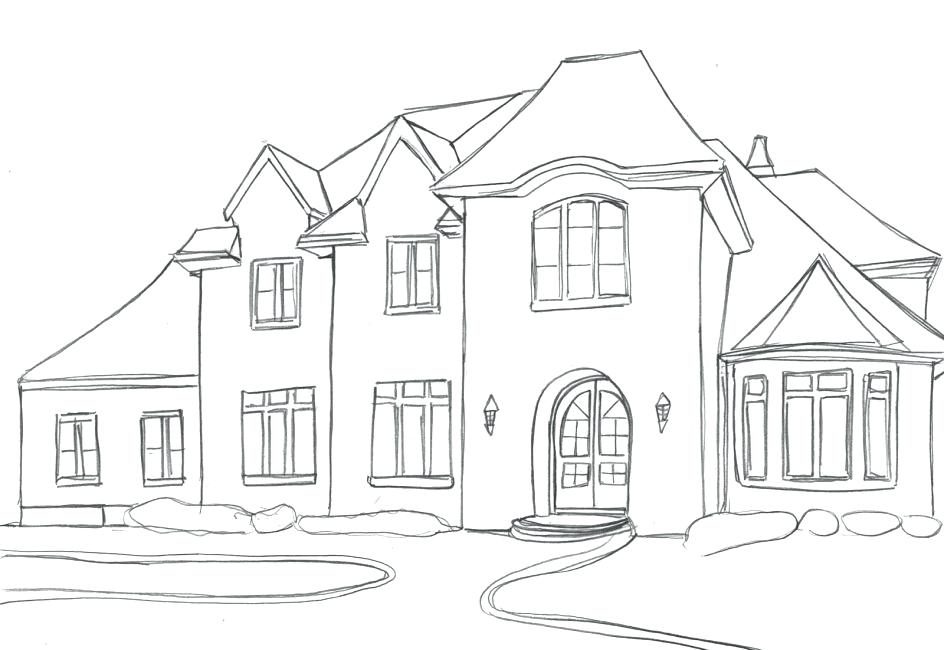 944x650 Simple House Sketch - Sketch Of Building A House