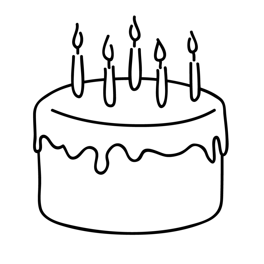 1024x1024 Simple Birthday Cake Drawing Drawing Sketch Picture With Regard To - Sketch Of Cake