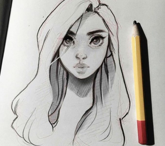 Sketch Of Cartoon Girl at PaintingValley.com | Explore collection of ...