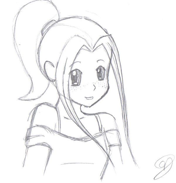 Sketch Of Cartoon Girl At Paintingvalleycom Explore