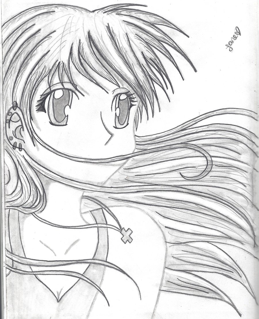 900x1106 Anime Girl Sketch By Mariejaneworks - Sketch Of Cartoon Girl