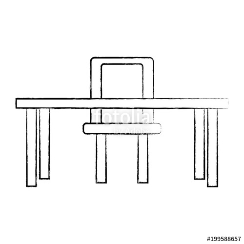 500x500 Sketch Of Chair And Desk Over White Background, Vector - Sketch Of Chair