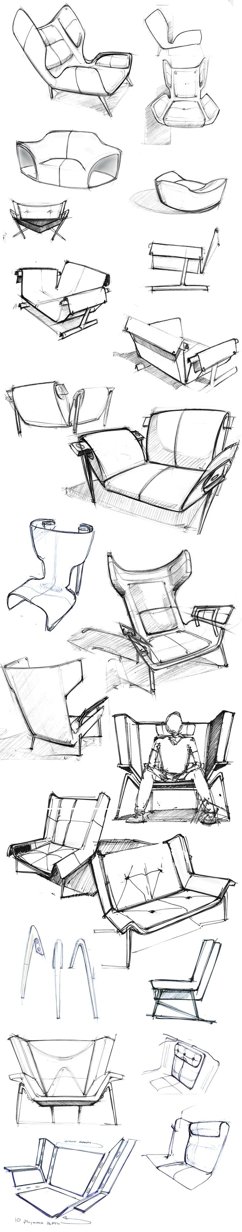 825x4200 Sketches Of The Deca Lounge Chair By Larry Parker Drawing - Sketch Of Chair