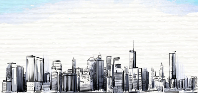 800x375 Sketch Drawing Of City Building, Hand, Sketch, Line Drawing - Sketch Of City
