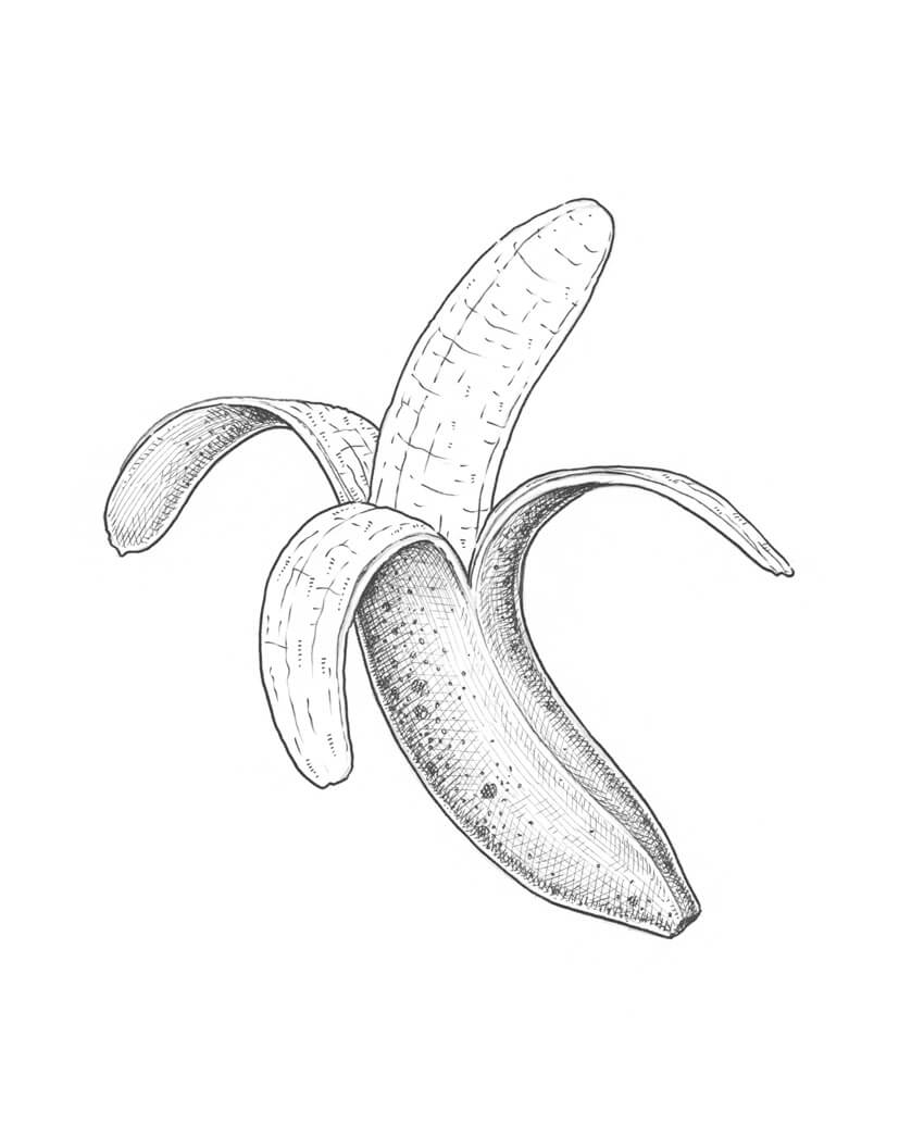 850x1033 How To Draw A Banana - Sketch Of Cross