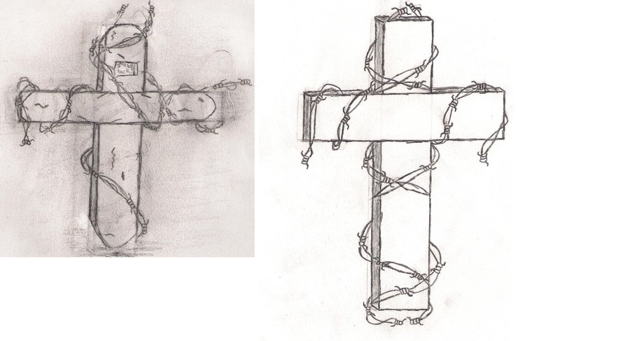 900x487 Tattoo Images By Louise Newell - Sketch Of Cross