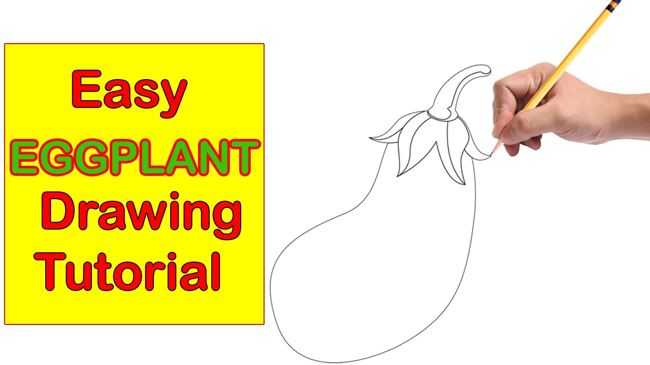 1280x720 Eggplant Drawing Easy Step By Step Tutorial For Kids - Sketch Of Eggplant