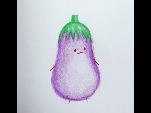 480x360 Eggplant Drawing Cute Kawaii Sketches Grace Hu - Sketch Of Eggplant