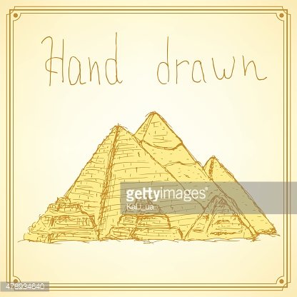 416x416 Sketch Egypt Pyramids In Vintage Style Premium Clipart - Sketch Of Egyptian Pyramid