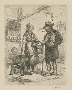 242x300 Farmer And His Wife At A Farm, David Van Der Kellen Ii Drawing By - Sketch Of Farmer