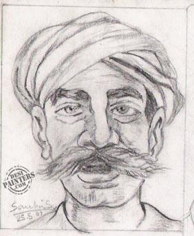 282x343 Indian Farmer - Sketch Of Farmer