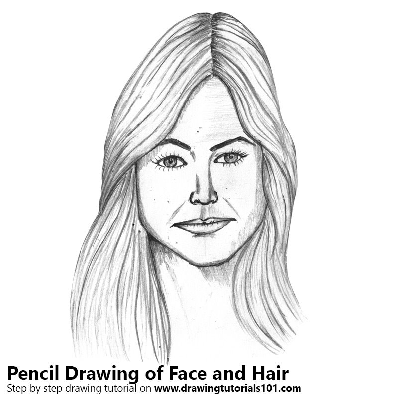 800x800 Female Face With Hair Pencil Drawing - Sketch Of Female