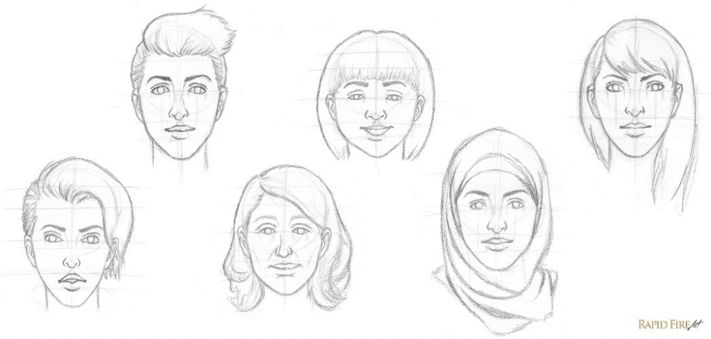 1024x488 How To Draw A Female Face In 8 Steps Rapidfireart - Sketch Of Female
