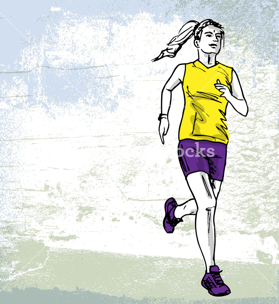 918x1000 Sketch Of Female Marathon Runner. Vector Illustration Royalty Free - Sketch Of Female