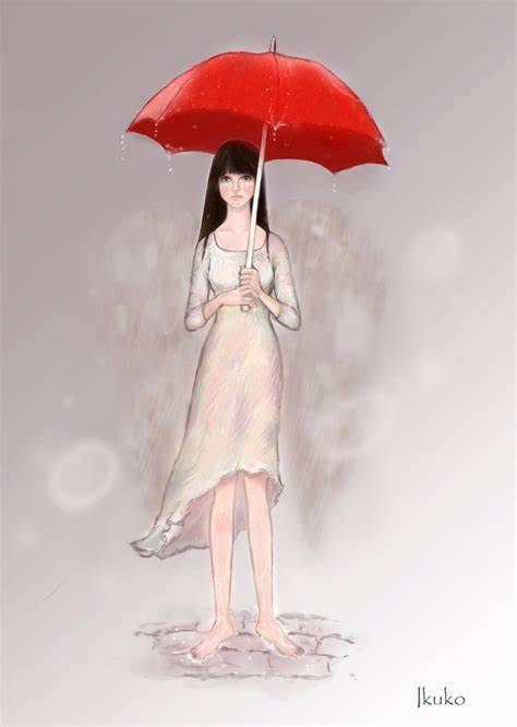 474x666 Girl With Umbrella Drawing. The Gallery For Girl With Umbrella - Sketch Of Girl With Umbrella