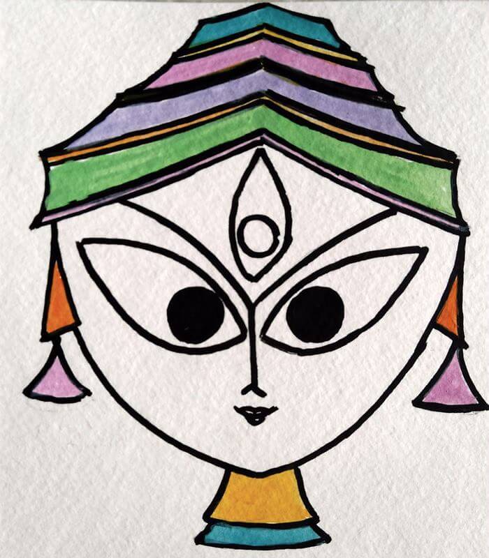 700x800 How To Draw Durga Maa Step By Step - Sketch Of Goddess Durga