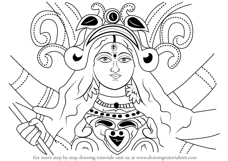 Sketch Of Goddess Durga at PaintingValley.com | Explore collection of ...