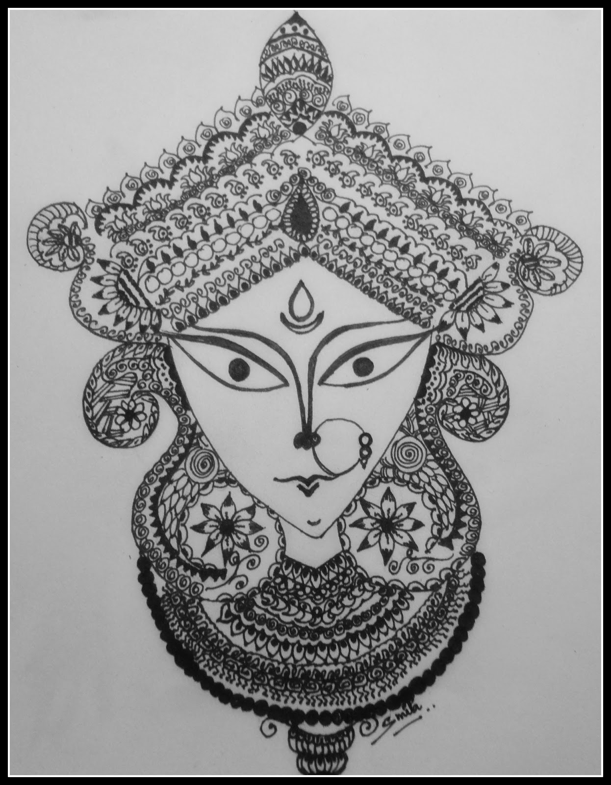 Durga Maa Ka Photo Drawing