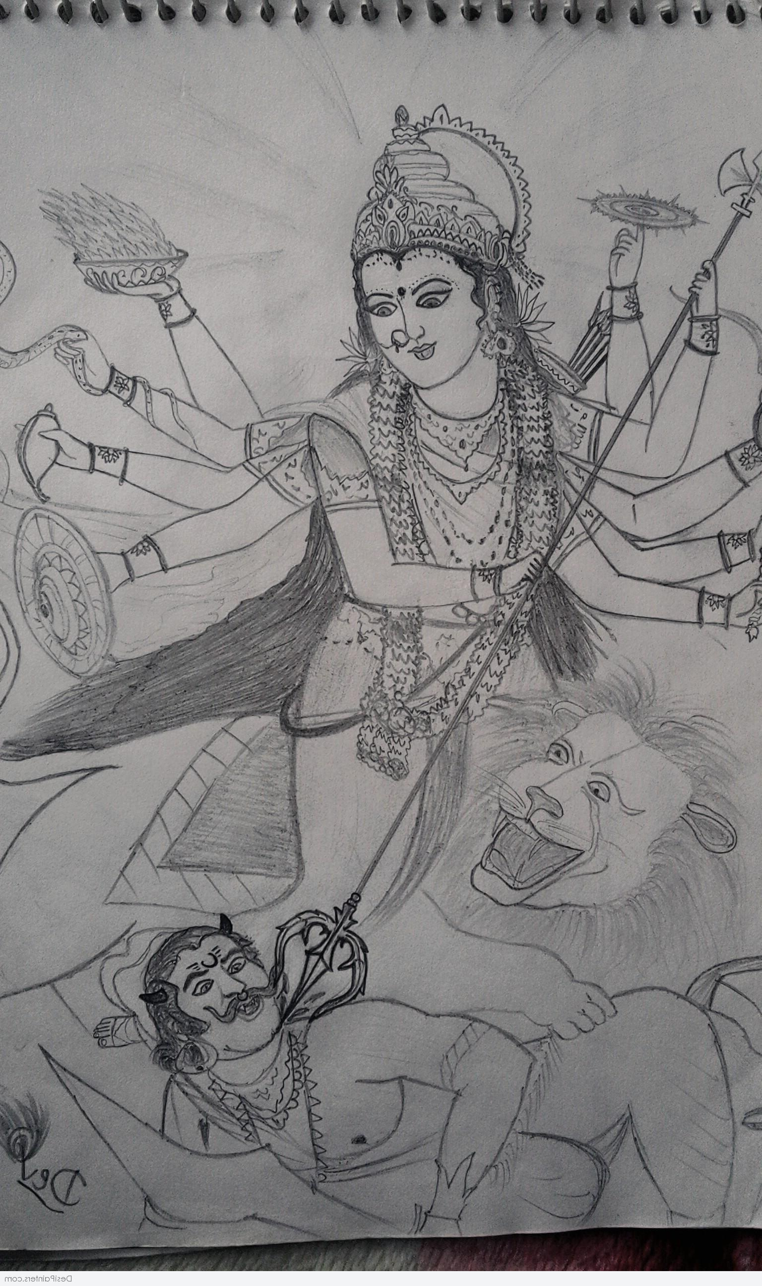 Sketch Of Goddess Durga at Explore collection of