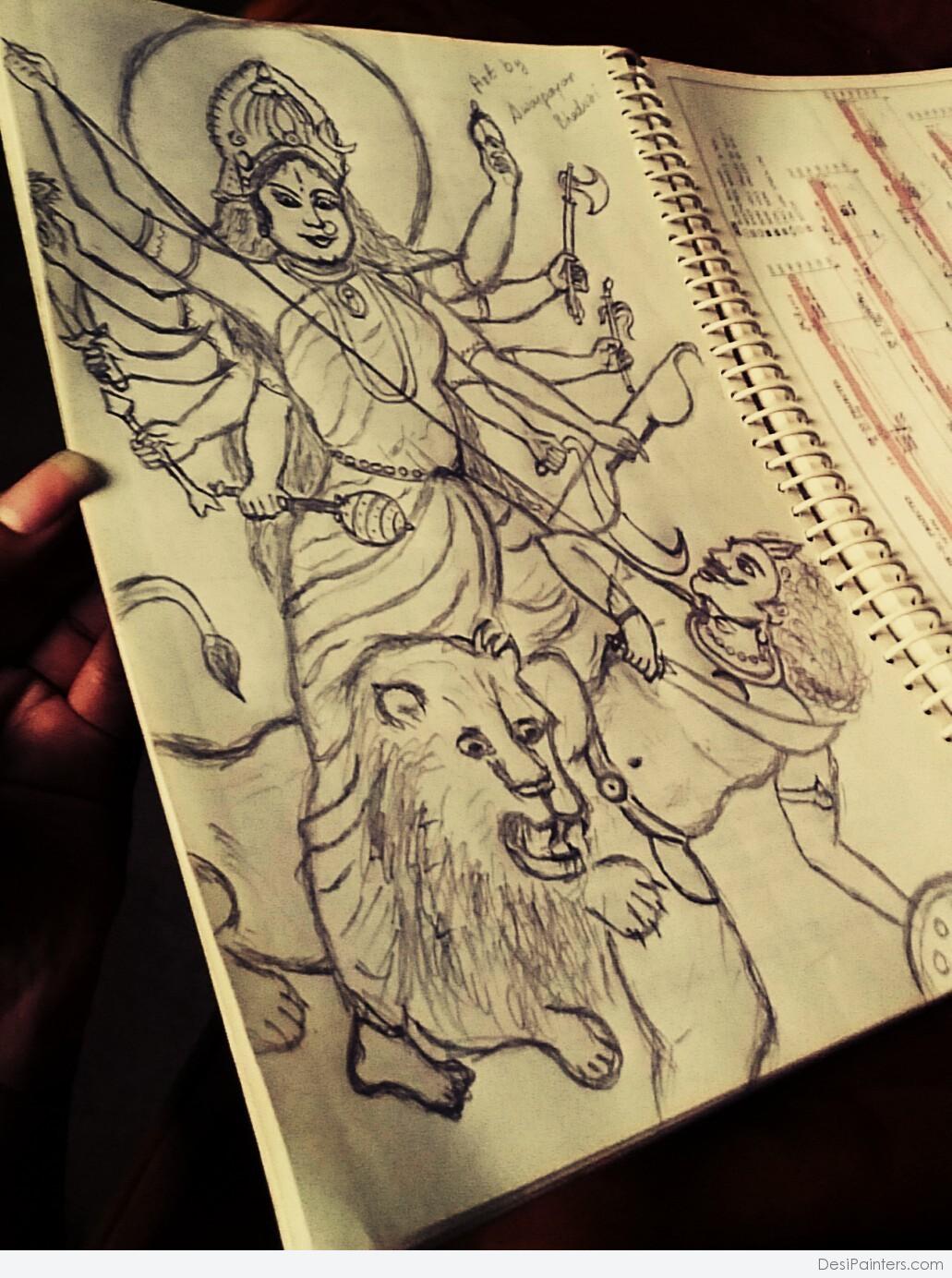 Durga Pencil Sketch