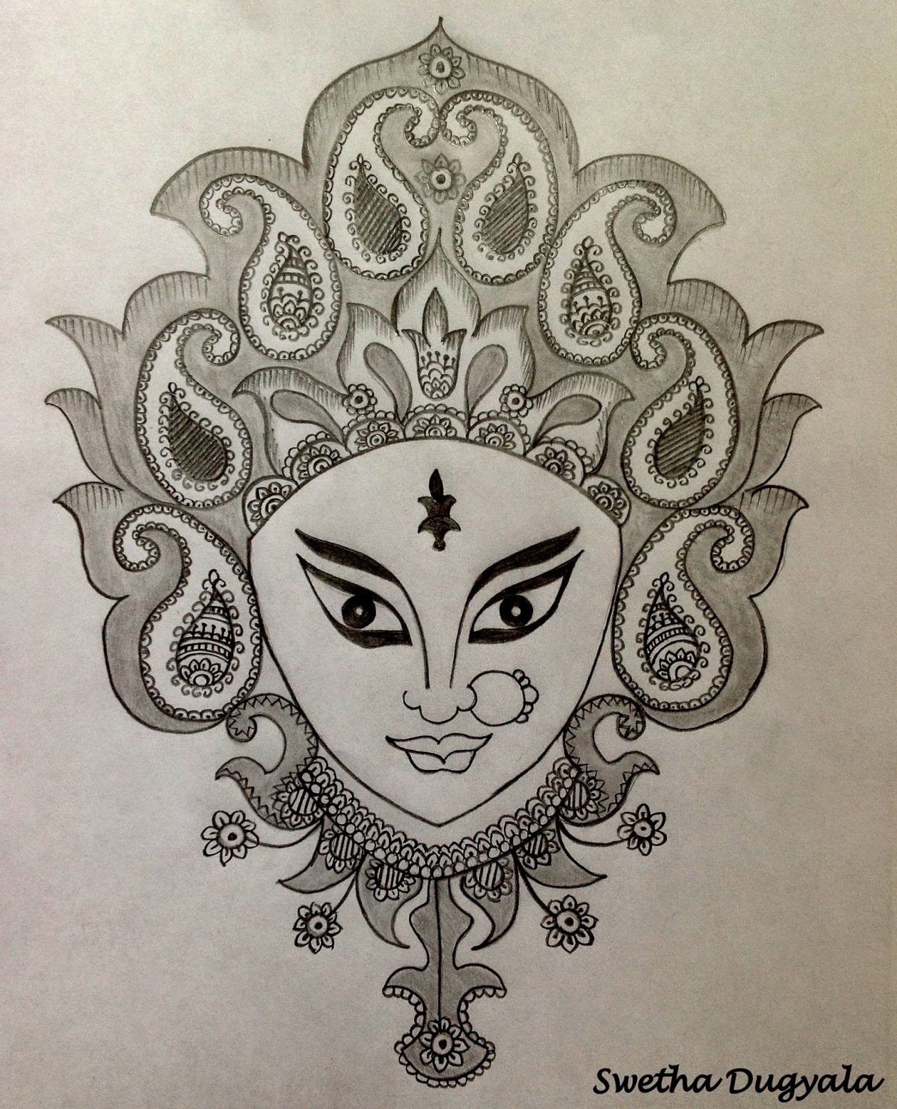 Sketch Of Goddess Durga at Explore collection of