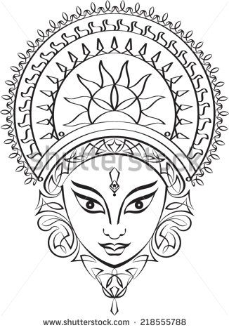 326x470 Durga Maa Face Outline - Sketch Of Goddess Durga