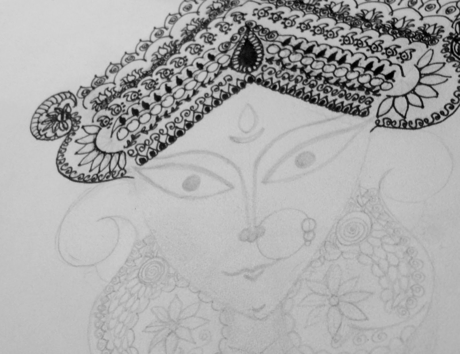 1600x1234 Durga Maa Sketch Studio - Sketch Of Goddess Durga