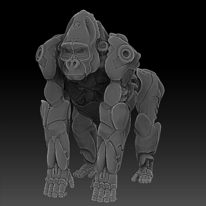 700x700 3d Sketch Of Gorilla By Dmitrii Chudinovskikh - Sketch Of Gorilla