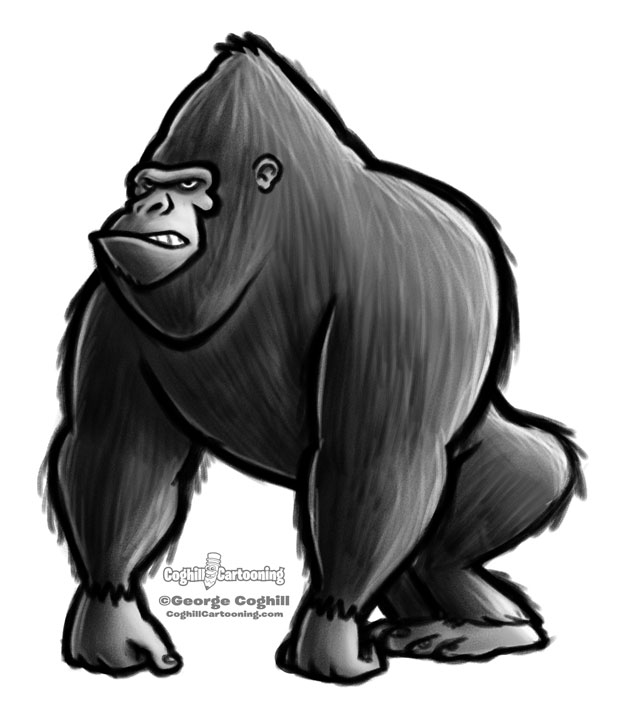 640x714 Gorilla 2 Cartoon Character Sketch - Sketch Of Gorilla