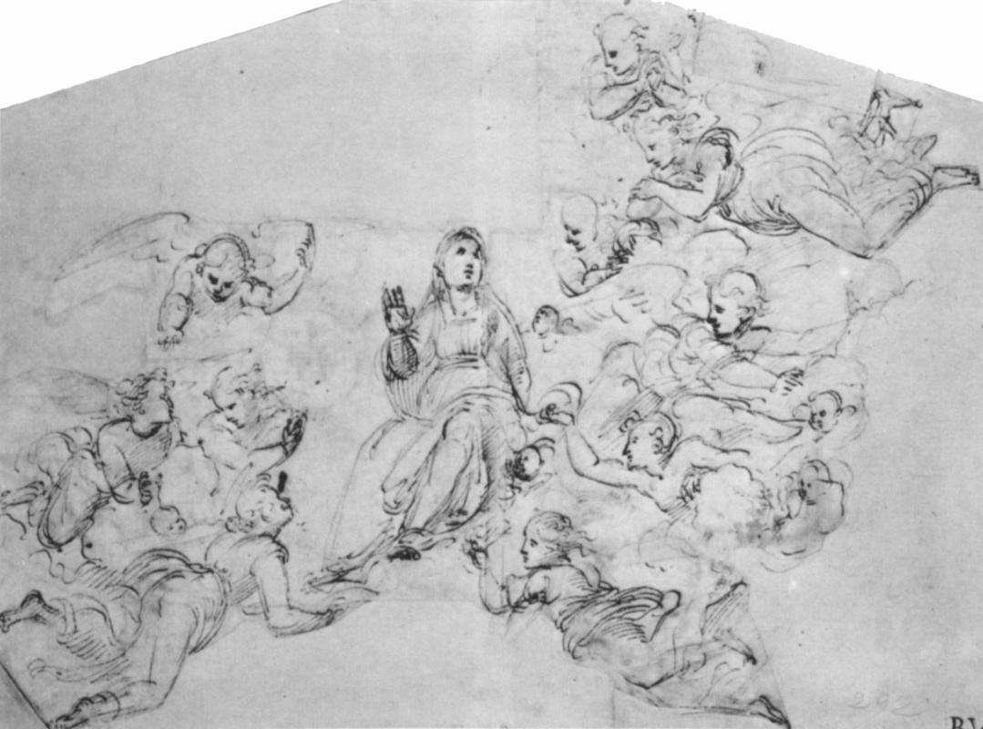 1079x800 The Virgin Mary In Heaven. Sketch For Painting Of Ceiling Of The - Sketch Of Heaven